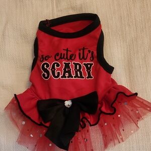 Red Dog Dress with Black Bow